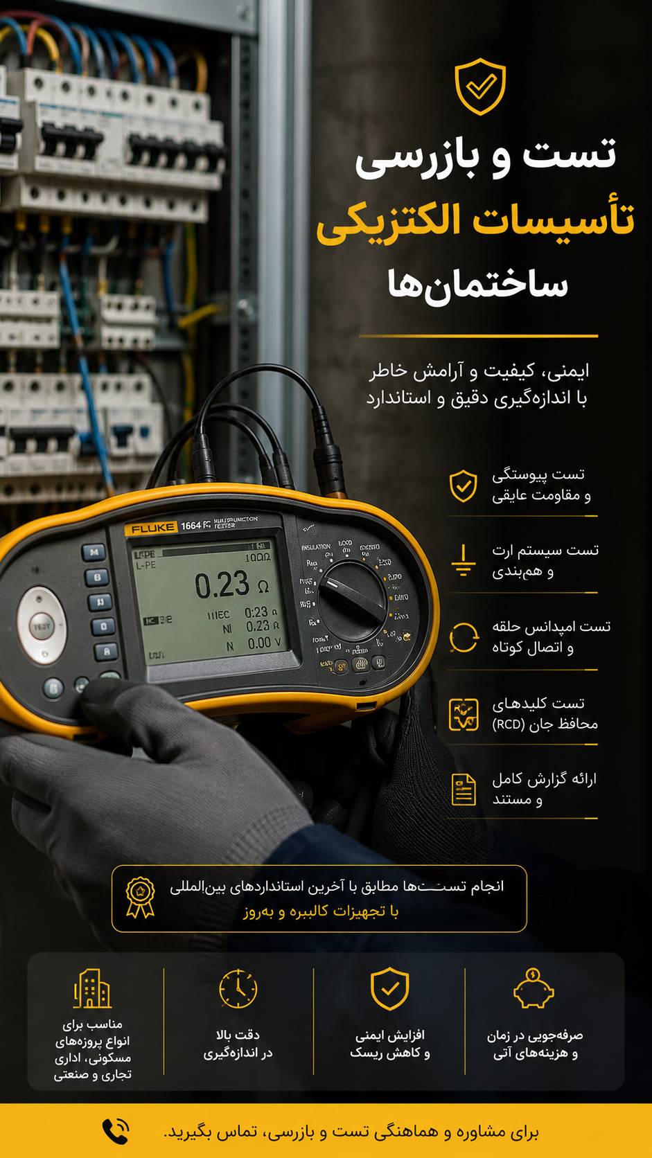 تست و تحویل تأسیسات برقی ساختمان